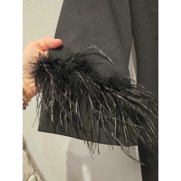Sam Edelman Black Feather Trim Sheath Dress Size 0 Party Cocktail - Picture 2 of 11